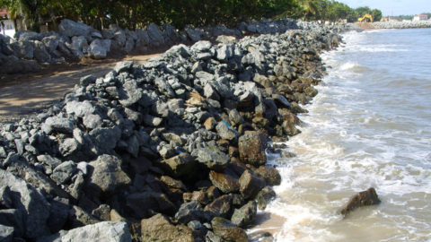 Protective seawall for the Asonga Bata beach